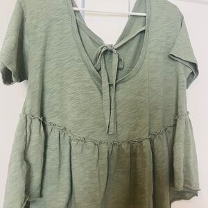 American Eagle Green Babydoll Top Tied back size Small